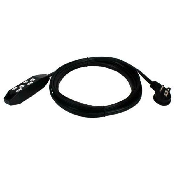 Qvs 3-Outlet 3-Prong 15 ft. Flat Right-Angle Power Extension Cord - Black PC3RX-15